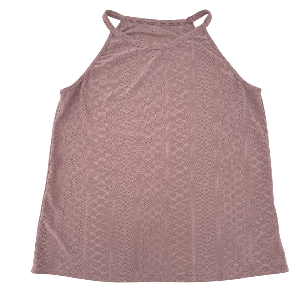 PEROUT Mauve Pointelle Knit Halter Tank Top‎ Womens Size XL